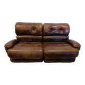 Vintage brown leather sofa 2 modules