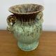 Antique Green Brown Ceramic Baluster Vase Vintage Decoration