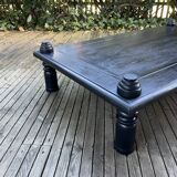 Brutalist black stained wood coffee table