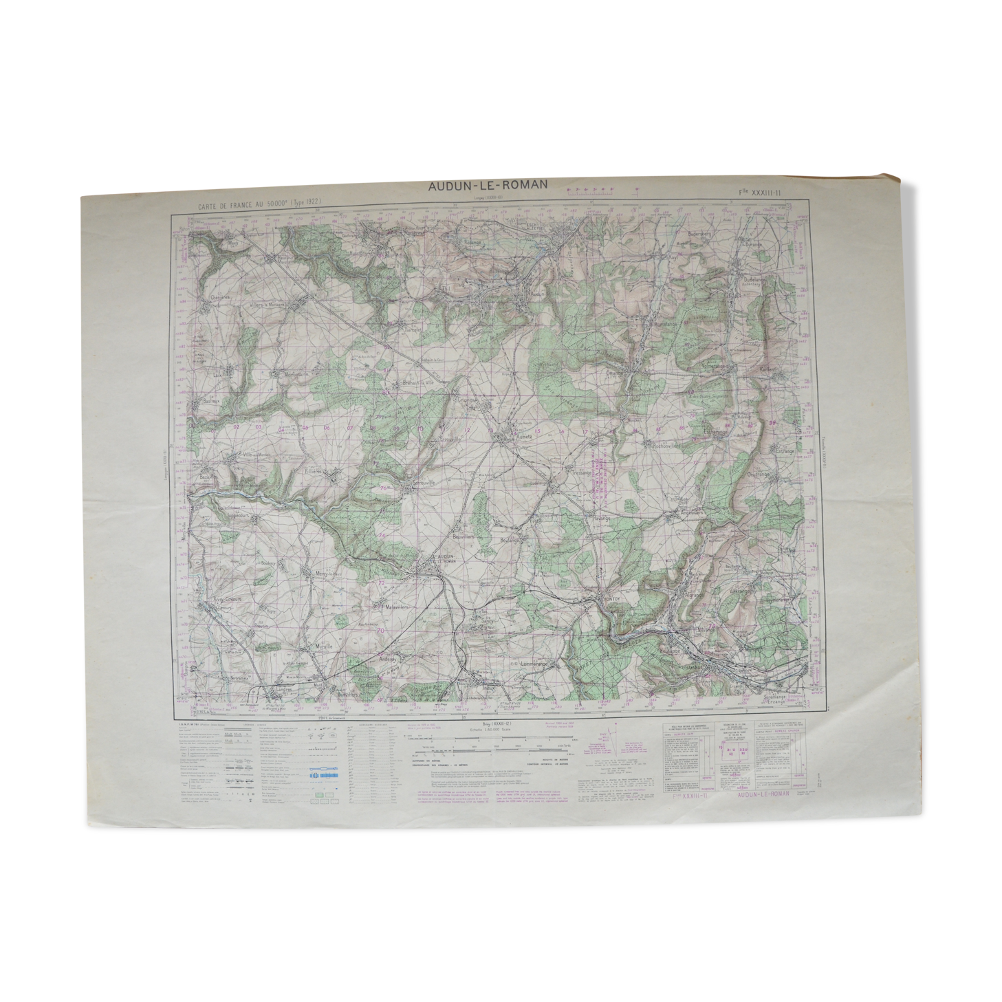 Vintage map of Audun-le-Roman