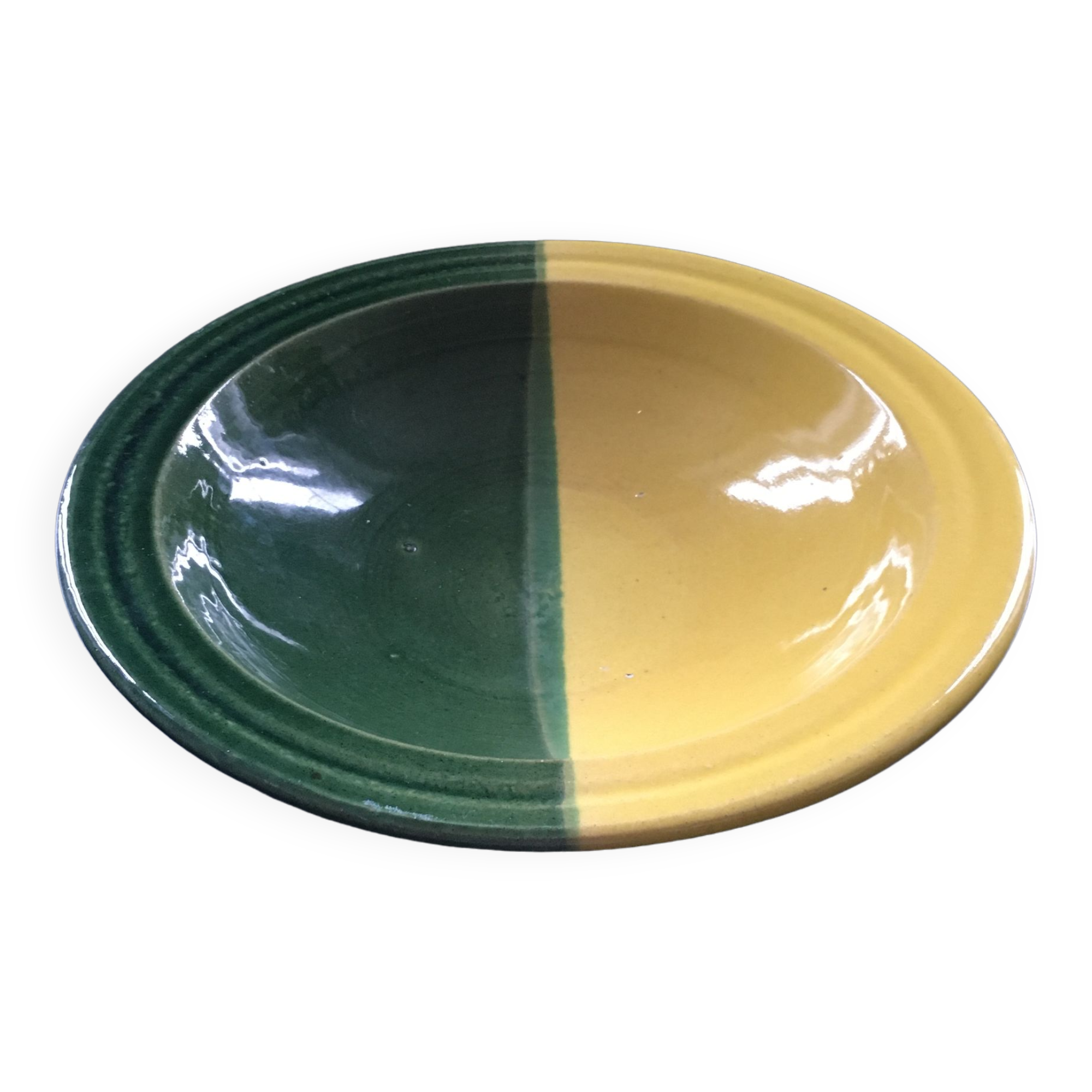 Plat creux bicolore jaune et vert