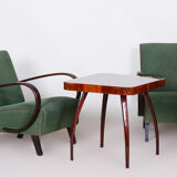 Paire de fauteuils en hêtre art deco tchèque vert, Jindrich Halabala, UP Zavody, années 1930