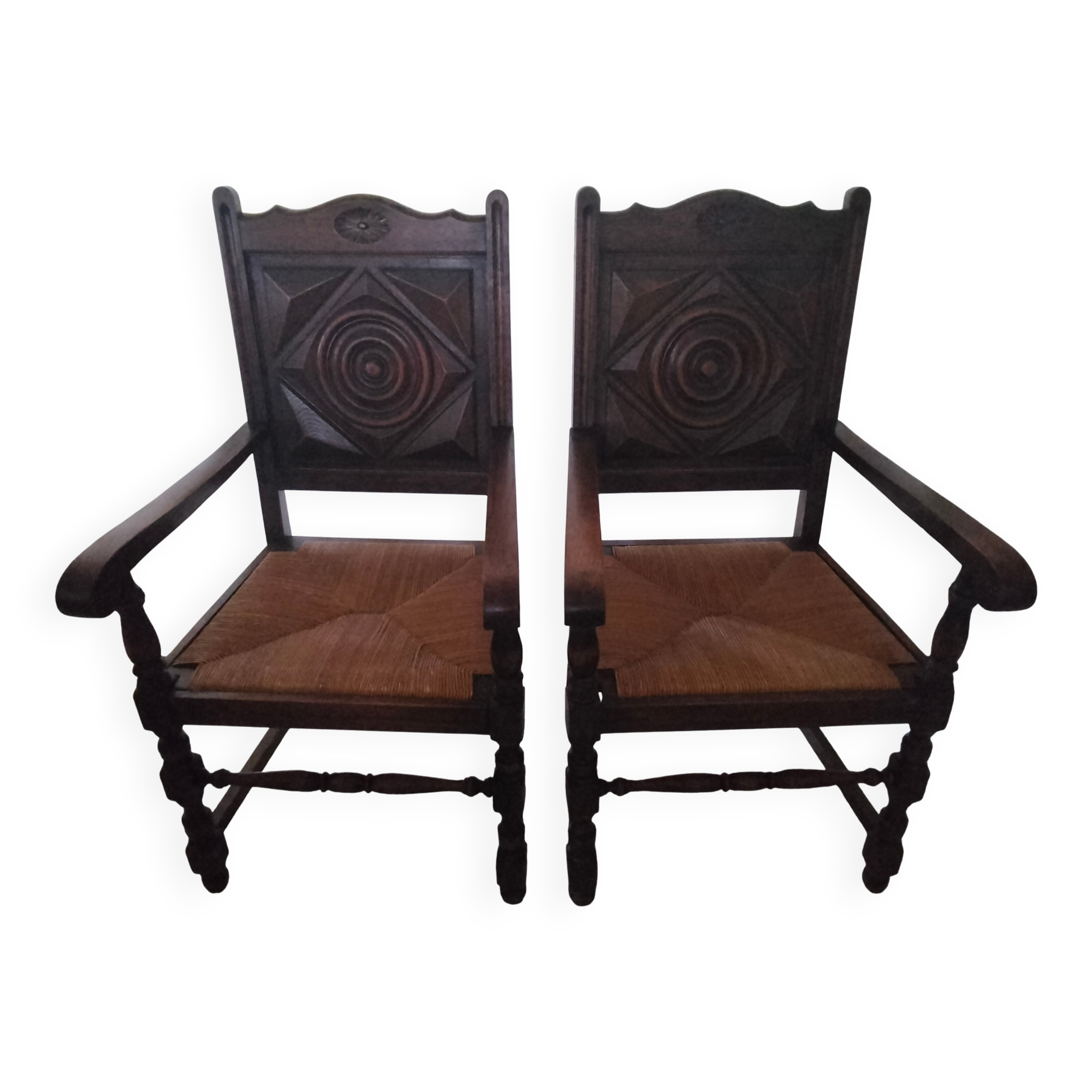 Paire de fauteuils néo basque
