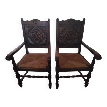 Paire de fauteuils néo basque