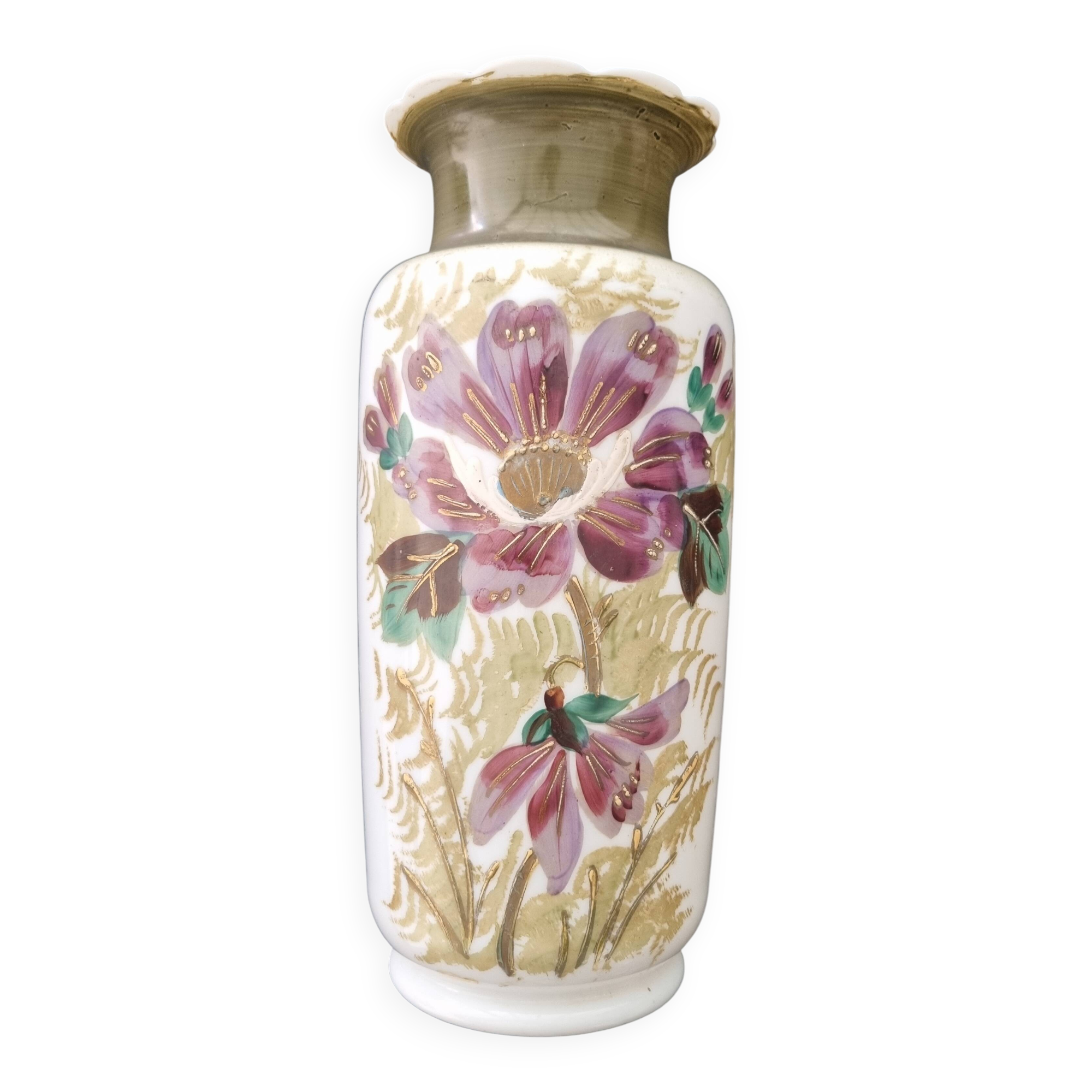 Painted opaline vase, 1900