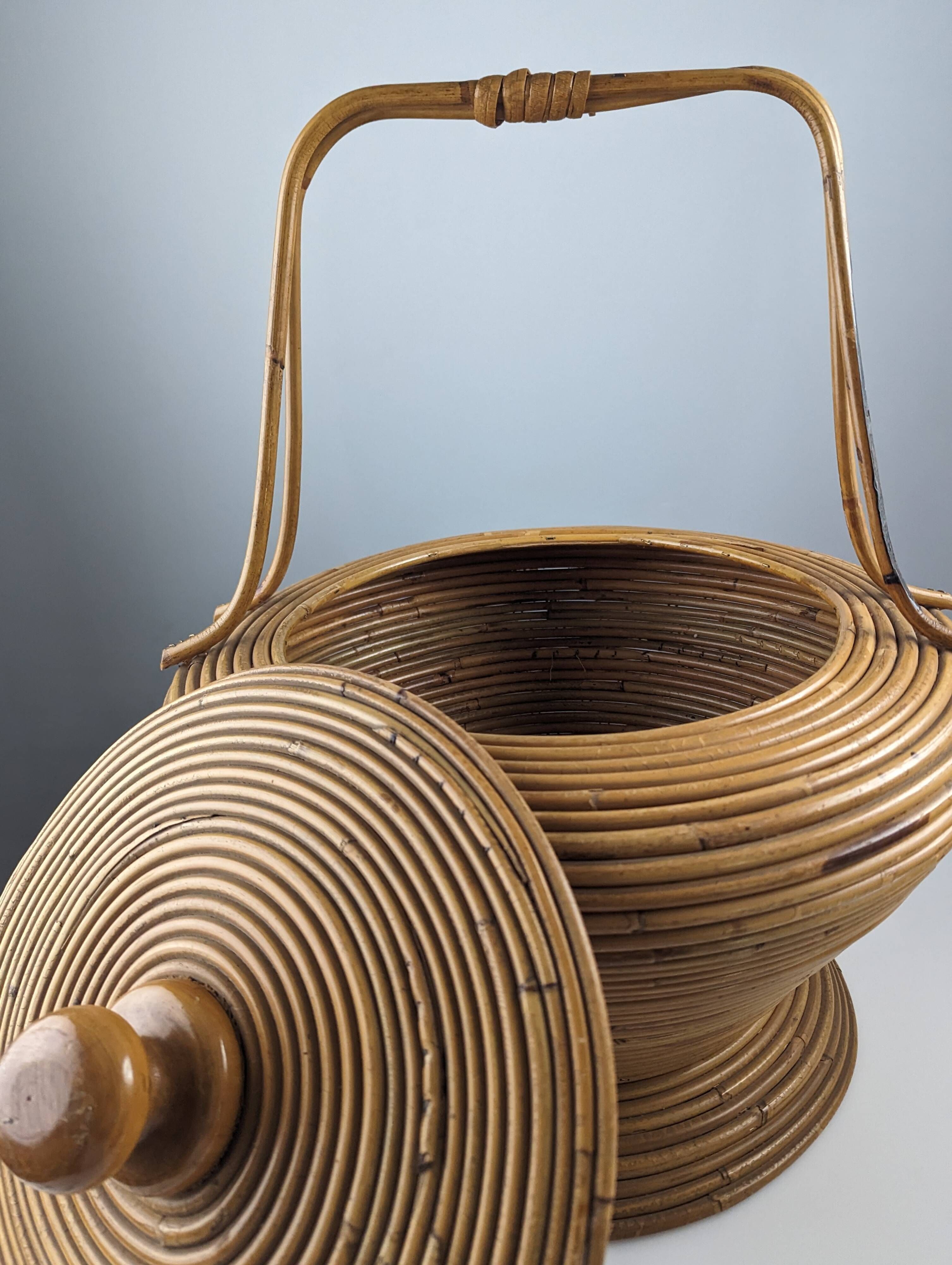 Large Rattan basket by Vivai del Sud, Italy 1960s