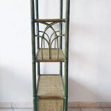 Bamboo shelf & green rattan