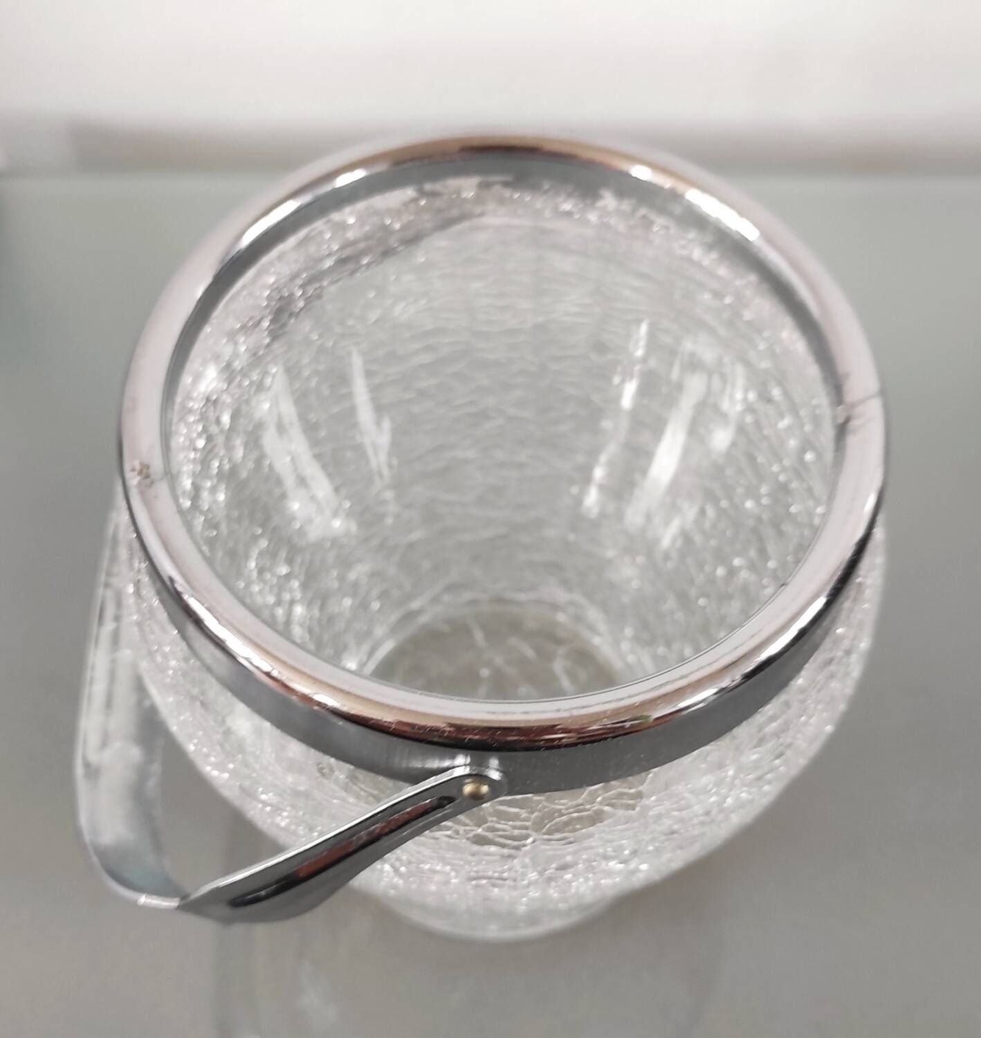 Vintage glass and stainless steel ice bucket - Demeyere (1960s)