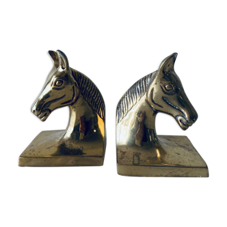 Pair of brass horse book set