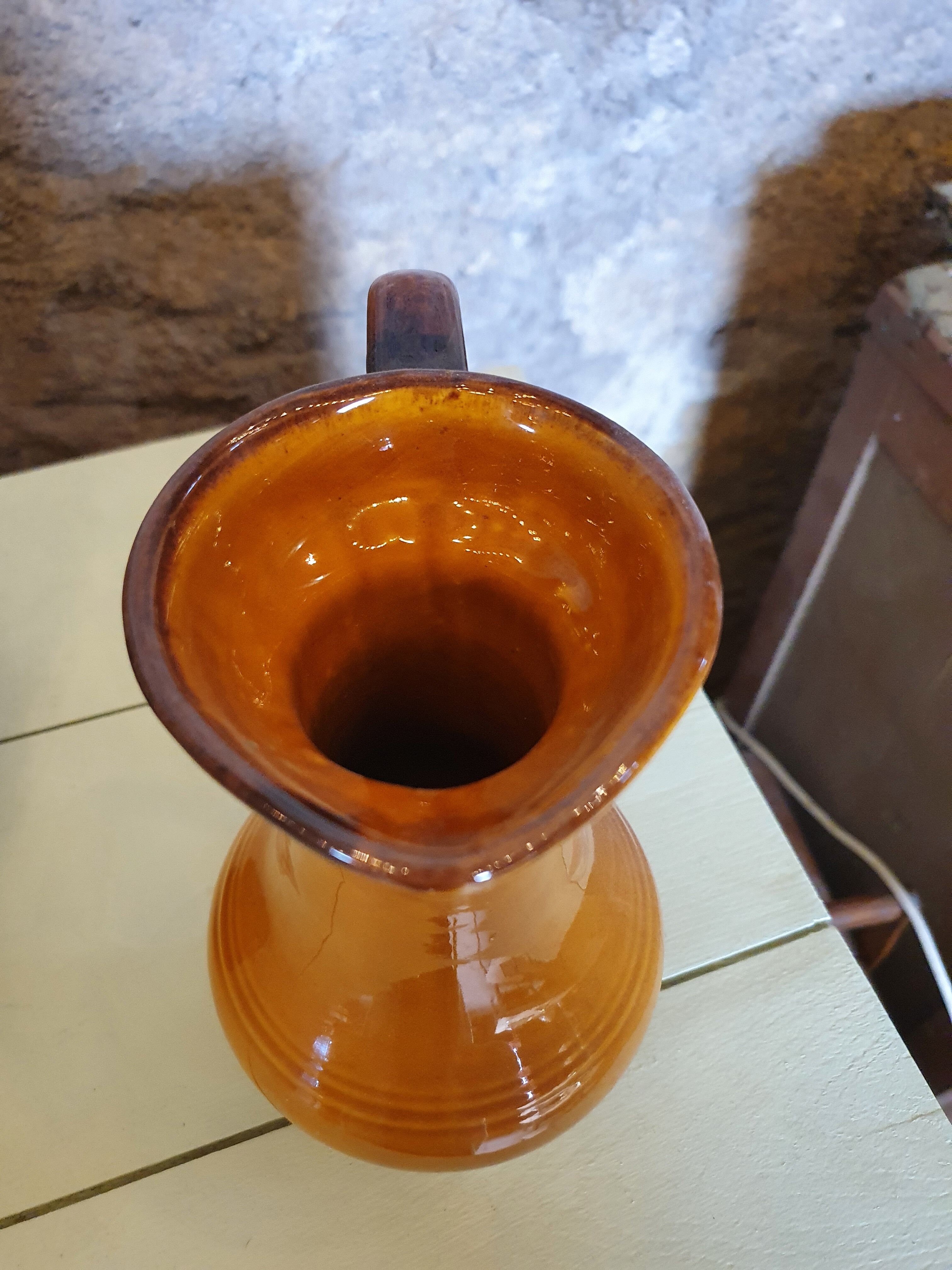 Mustard yellow amphora style decanter