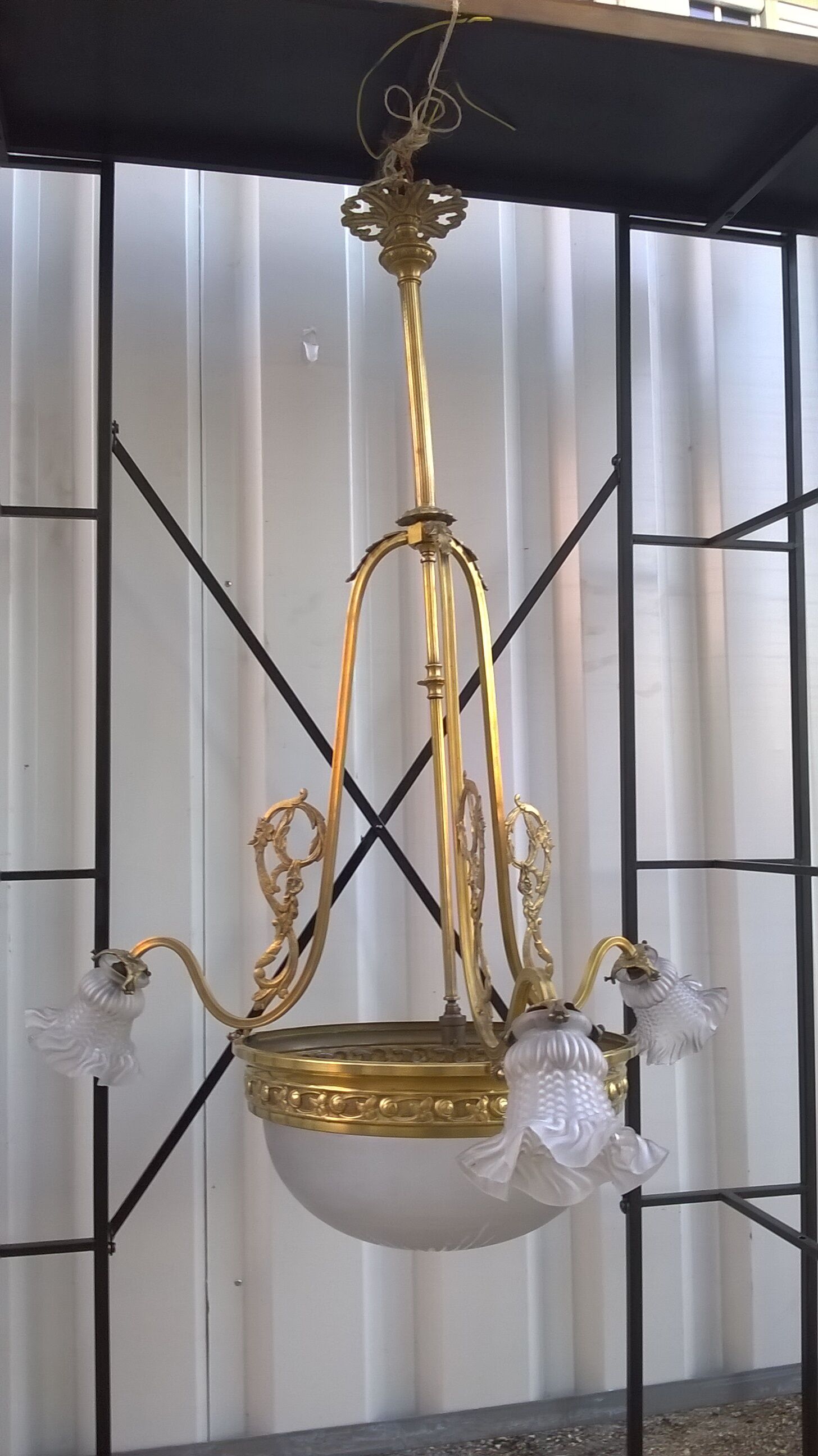 Brass Chandelier And Glass Paste Napoleon III