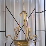 Lustre en laiton et pâte de verre Napoléon III