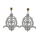 Pair of white patinated wood wall lamps