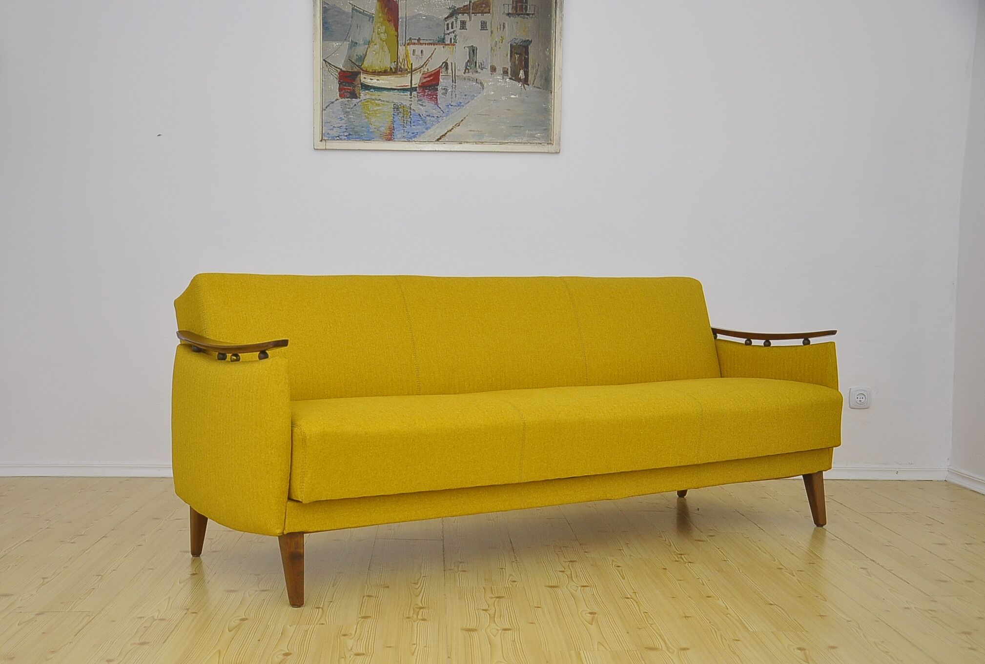 Daybed sofa with fold-out function, 1950s