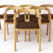 Lot de 6 chaises de salle à manger vintage en chêne – Probablement danoises, années 1970 – Rénovées