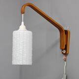1960s Wooden Wall Lamp with Glass Shade, Czechoslovakia