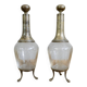 Pair of antique crystal and solid silver decanters.