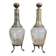 Pair of antique crystal and solid silver decanters.