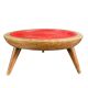 Wooden and red plastic compasses plant stand.