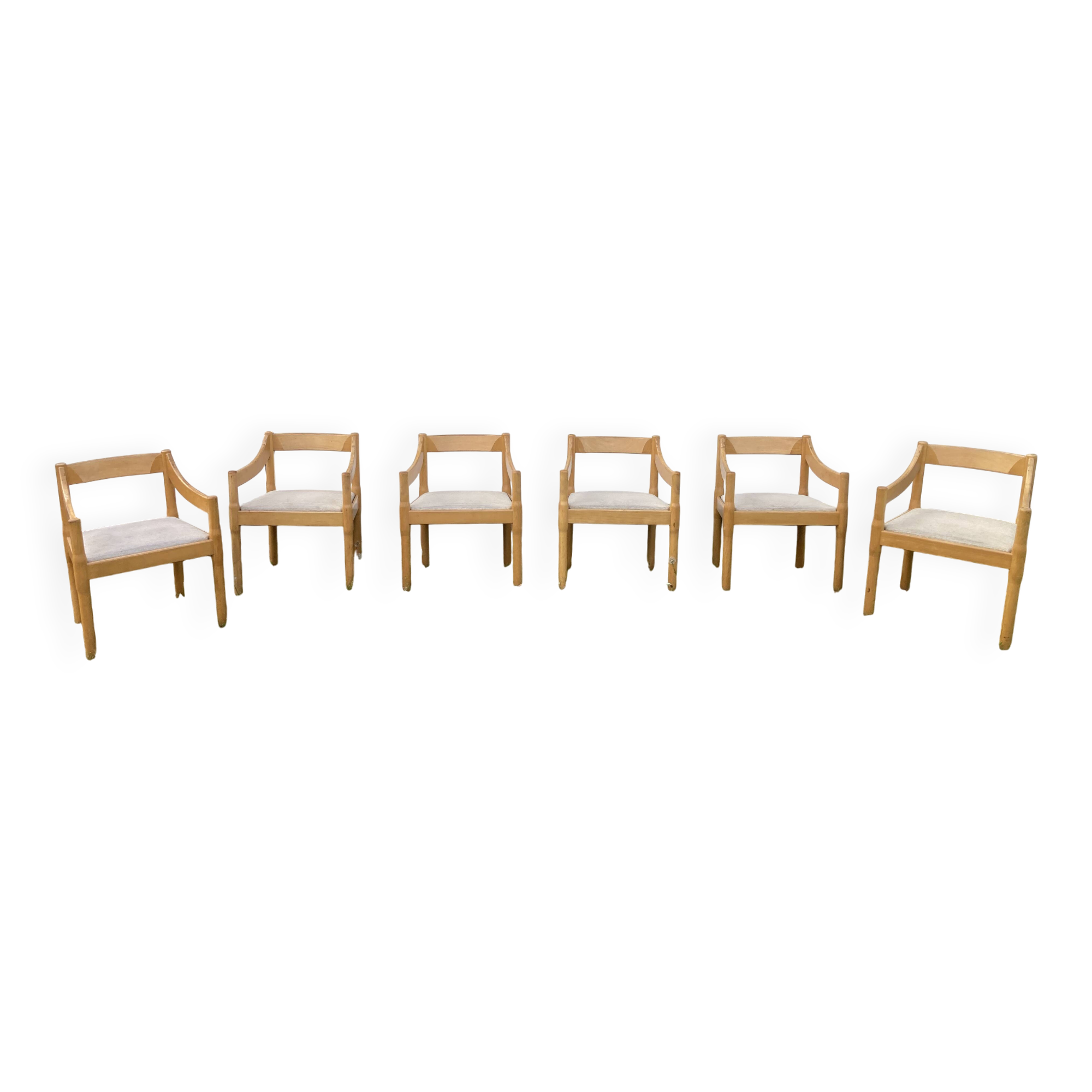 Six Carimate Cassina armchairs 1960's by Vico Magistretti