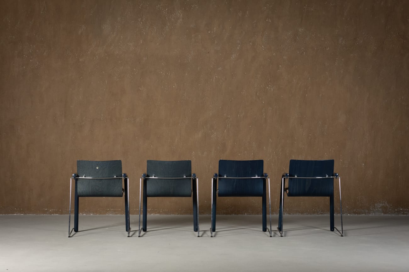 Fauteuil vintage A 320 par Wulf Schneider et Ulrich Boehme pour Thonet des années 1980 en velours d'Eltham Palace (ensemble de 4)