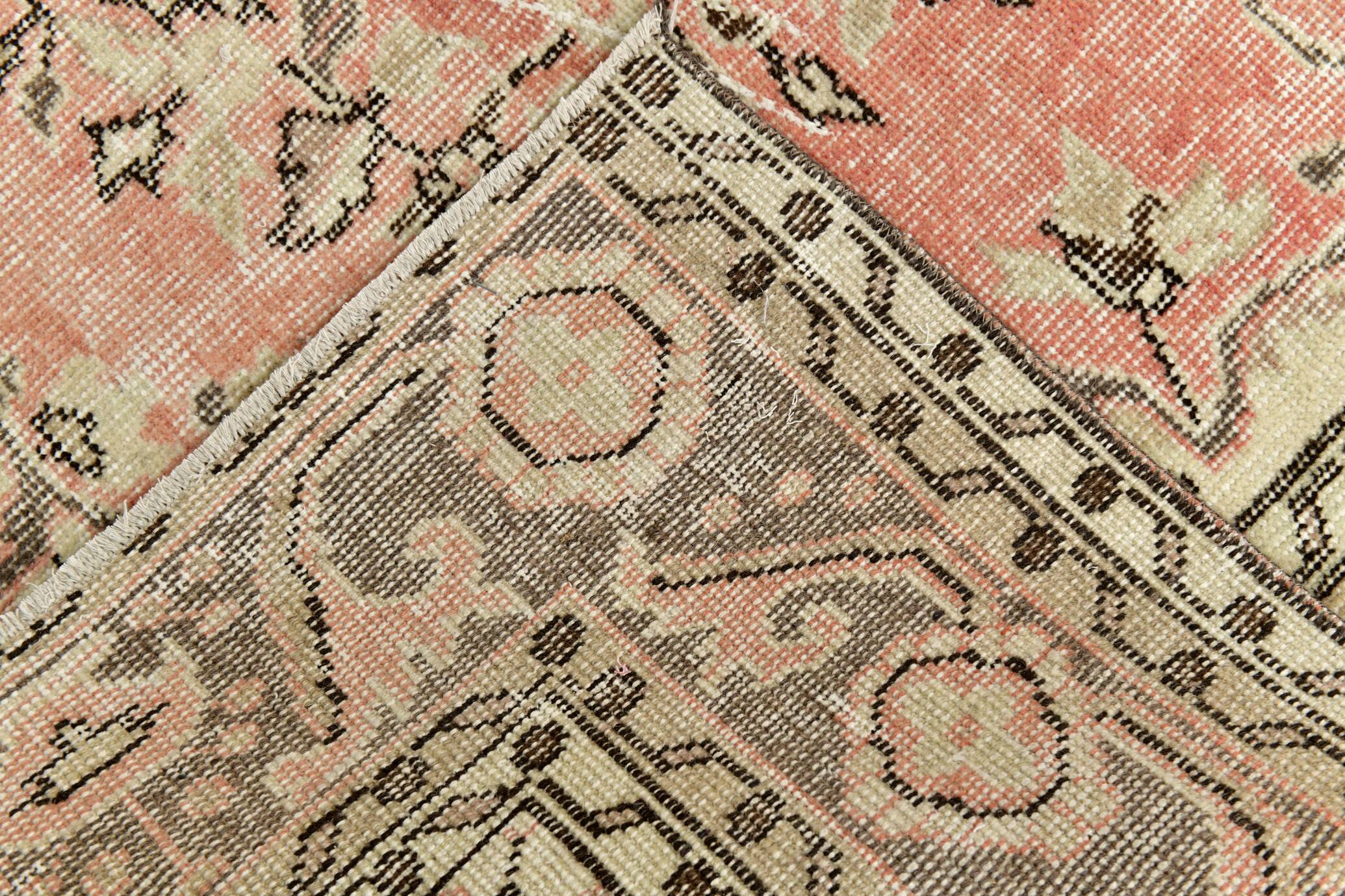 Powder Pink Hand Woven Anatolian Vintage Carpet Rug, 182x295 Cm