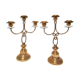 Pair of brass and three-pointed stone candelabra candle holders early twentieth century