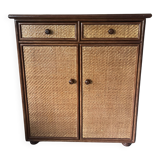 Rattan and solid wood sideboard