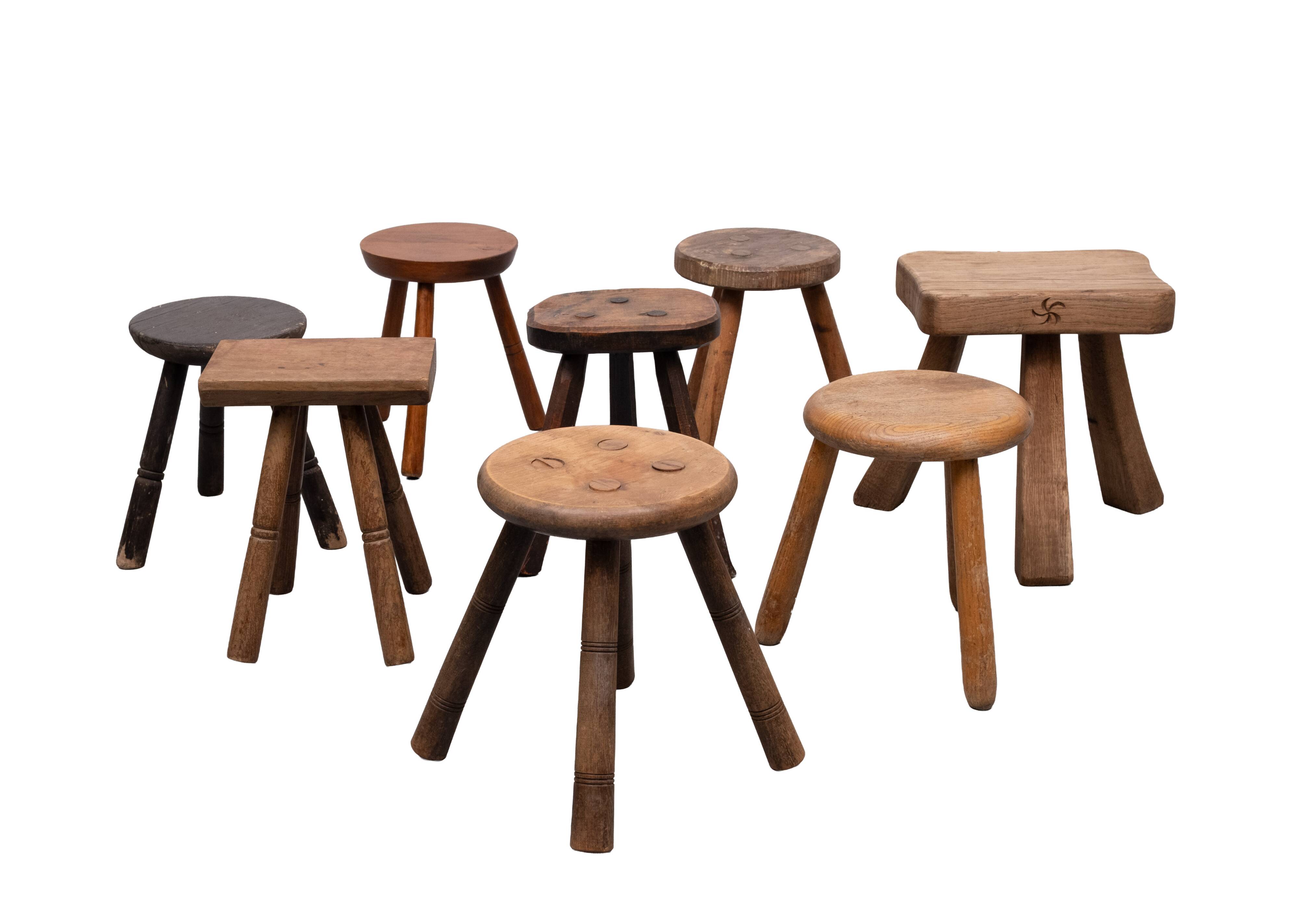 Set of 8 original Milk stools 1950s Holland