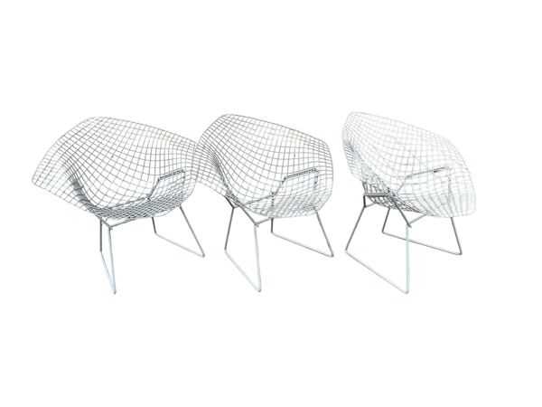 Chaise Diamond en rilsan gris (rare) par Harry Bertoia pour Knoll