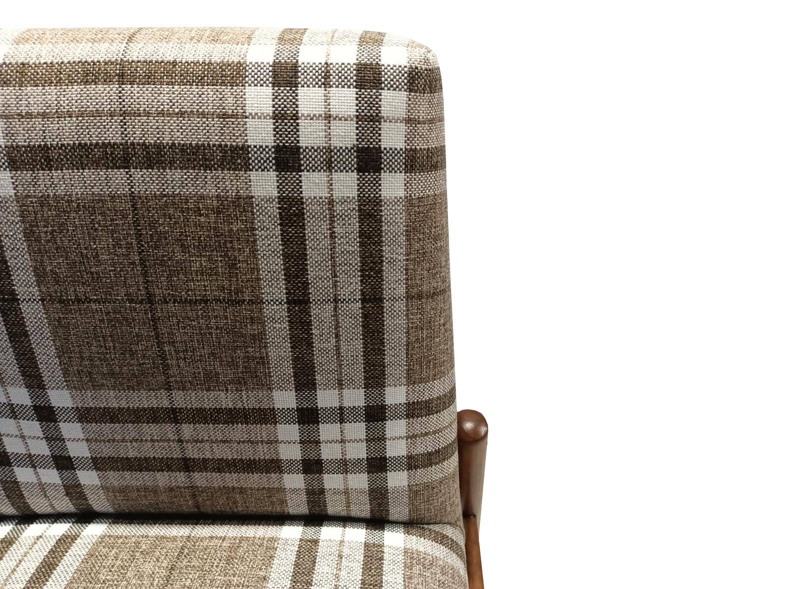 Beige checked fabric armchair in mid-century style, Europe, 1960s