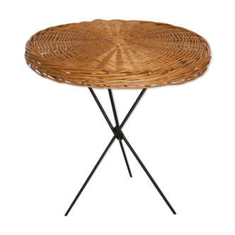 Low side vintage rattan table