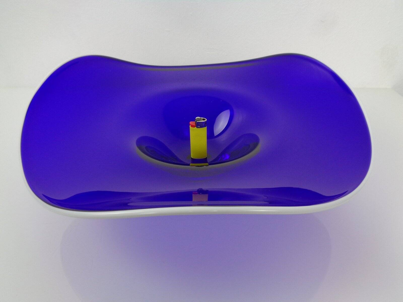 Large blue glass bowl, Czechoslovakia, 1960s