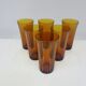 Set of six amber glass tumblers, Duralex, France, 1980s.