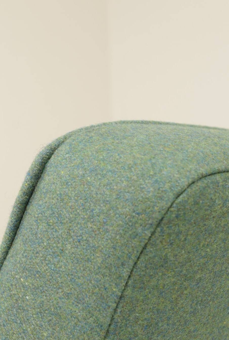 Vintage armchair 366 in solid oak, wool fabric.