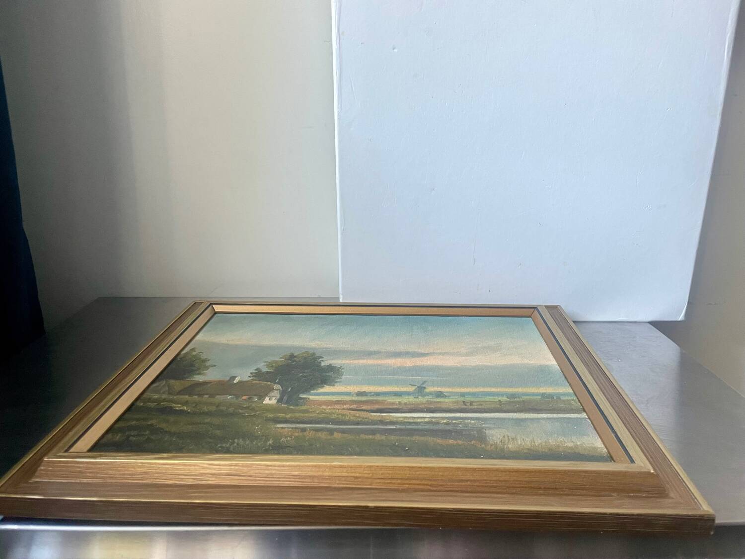 Vintage Landscape oil on canvas With Wooden frame