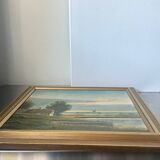 Vintage Landscape oil on canvas With Wooden frame