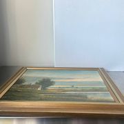 Vintage Landscape oil on canvas With Wooden frame
