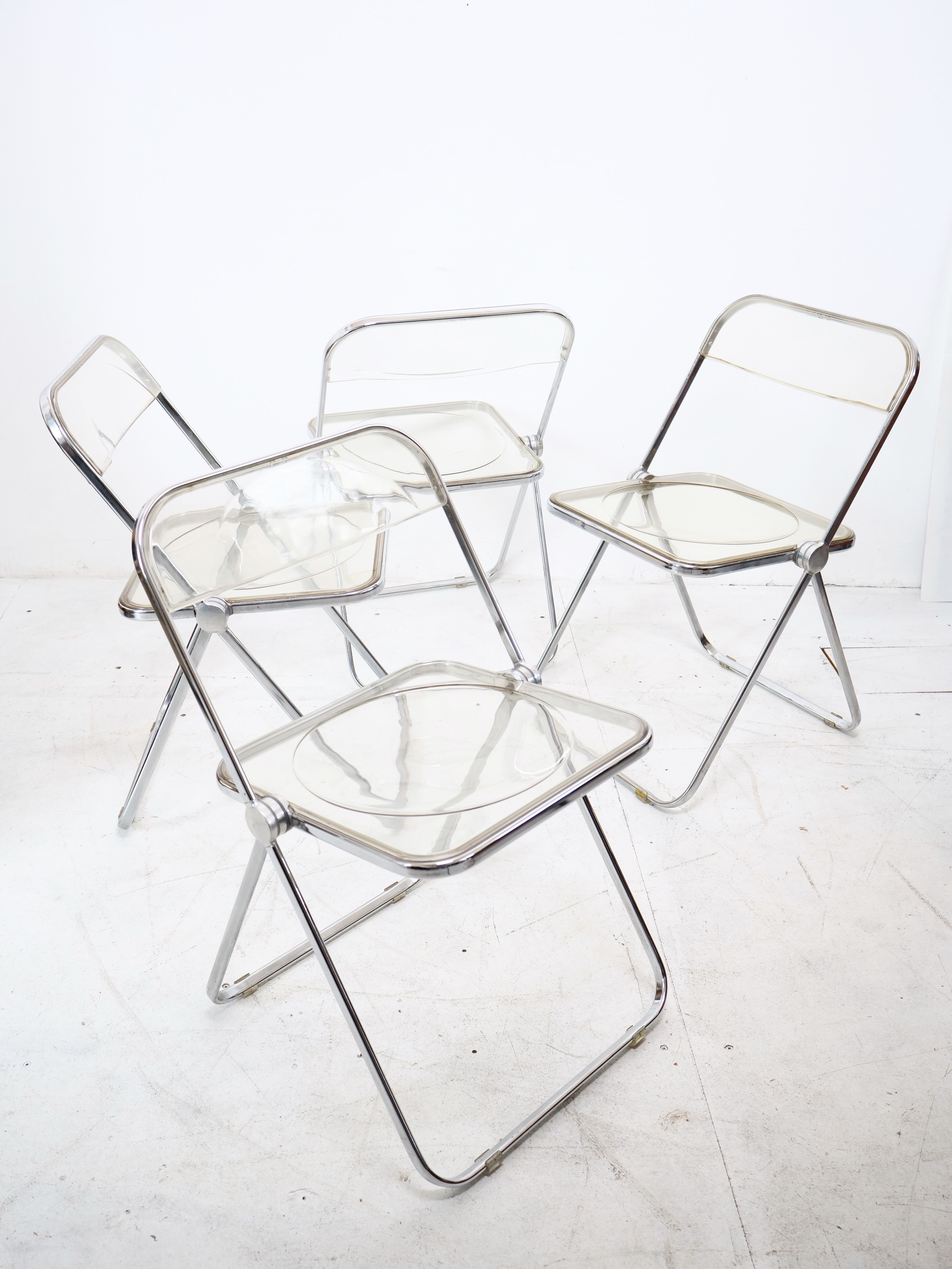 Suite of 4 Plia chairs by Giancarlo Piretti for castelli