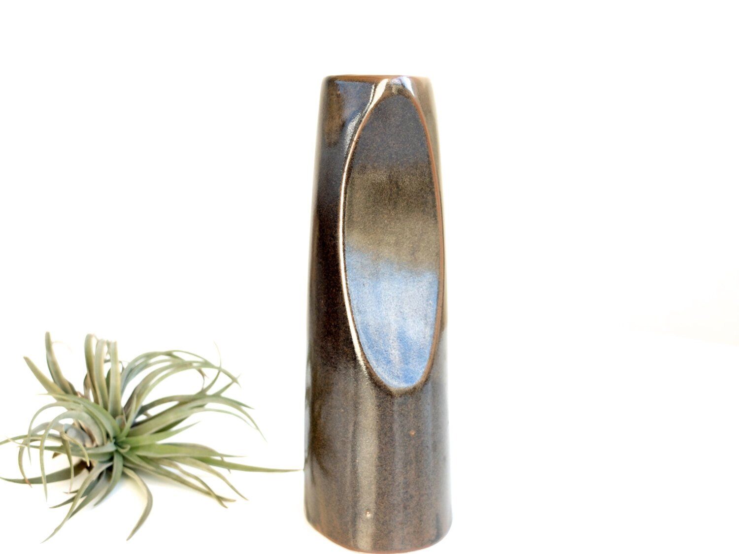 Vase en céramique marron irisée  années 70