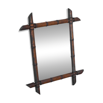 Mirror Faux Bamboo Solid Wood 1940s