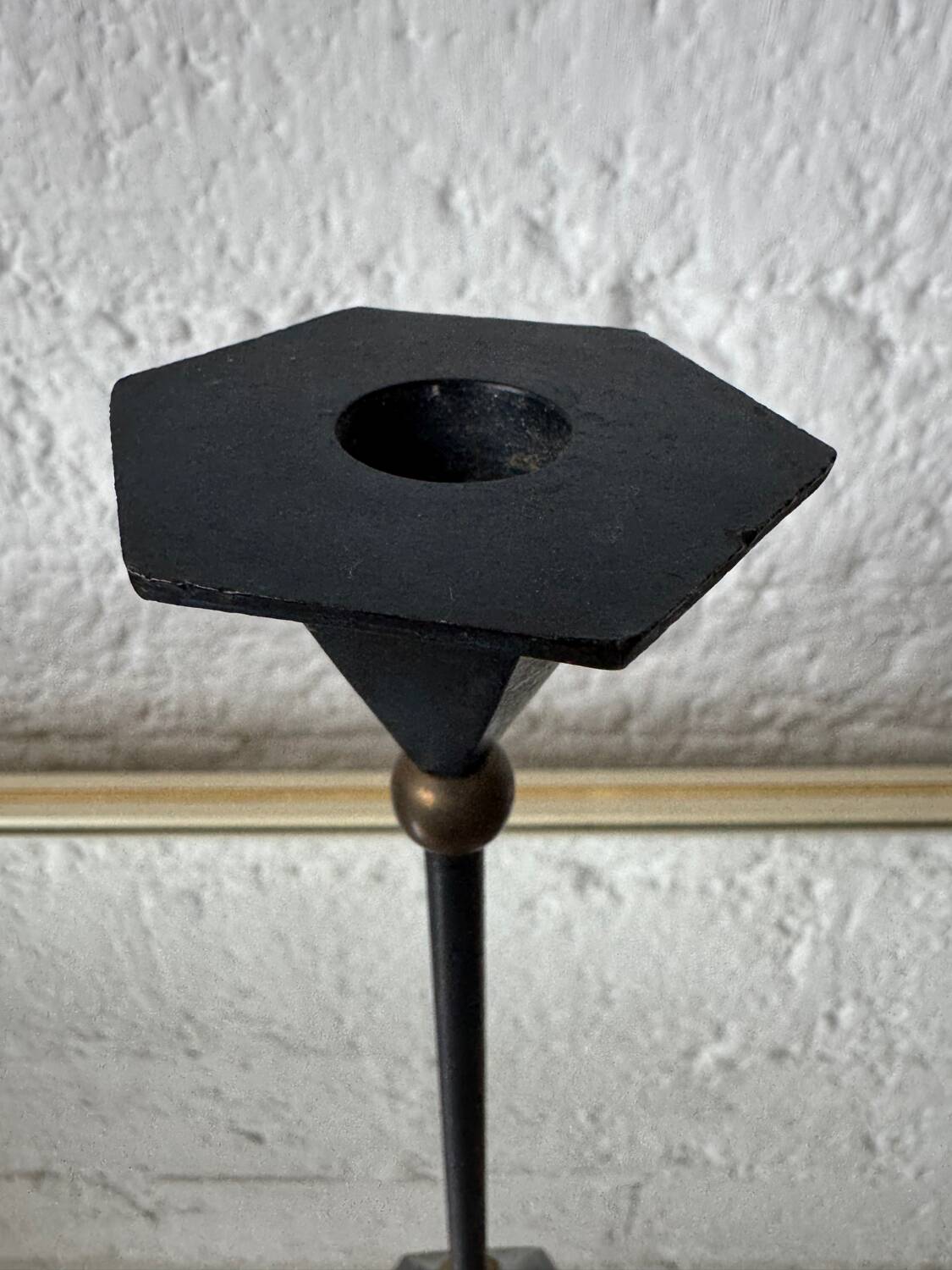 Bronze candle holder, Memphis design, 80s