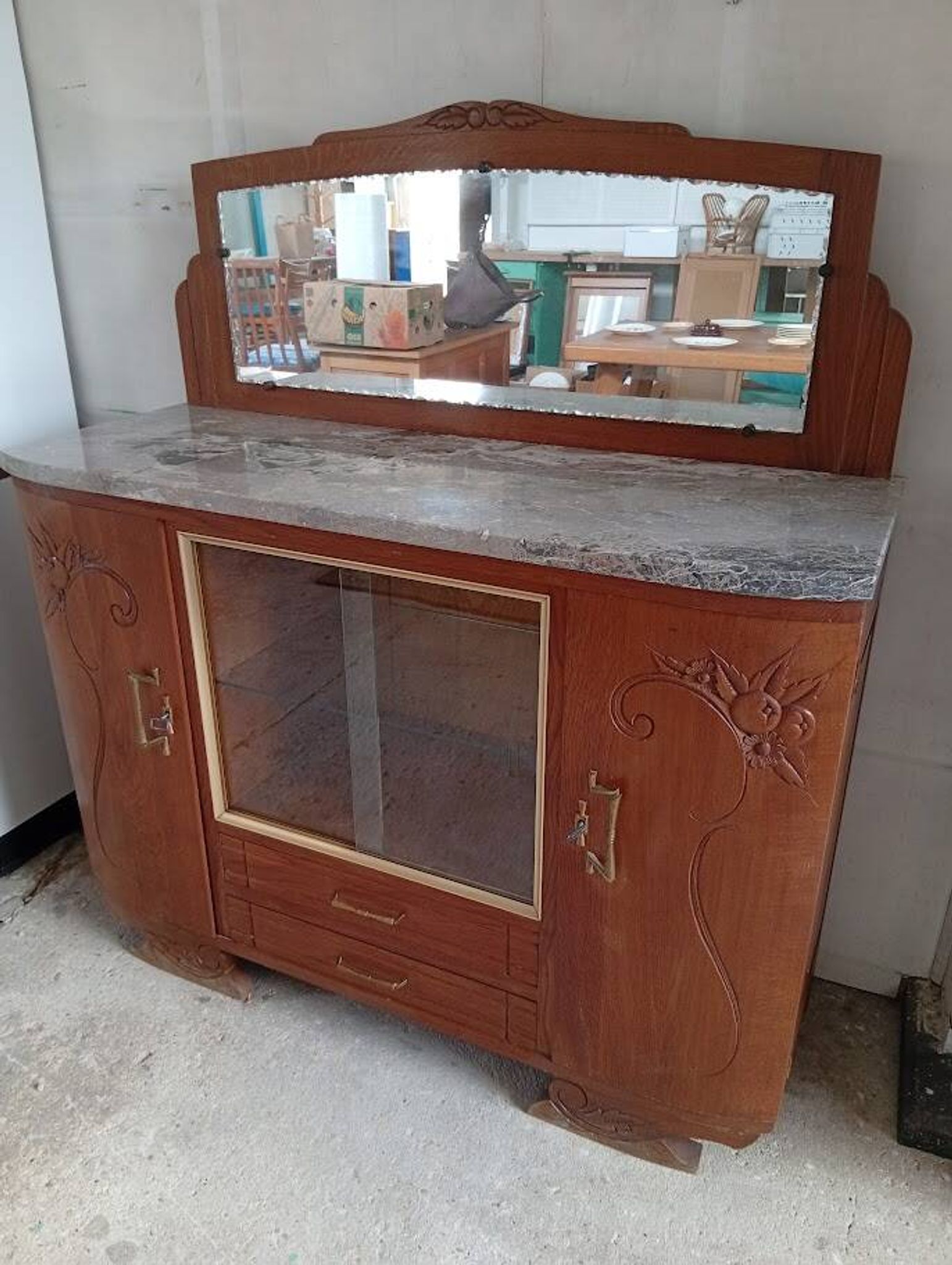 Art Deco Buffet with Marble and Mirror