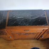 Art Deco buffet in marble and carved wood