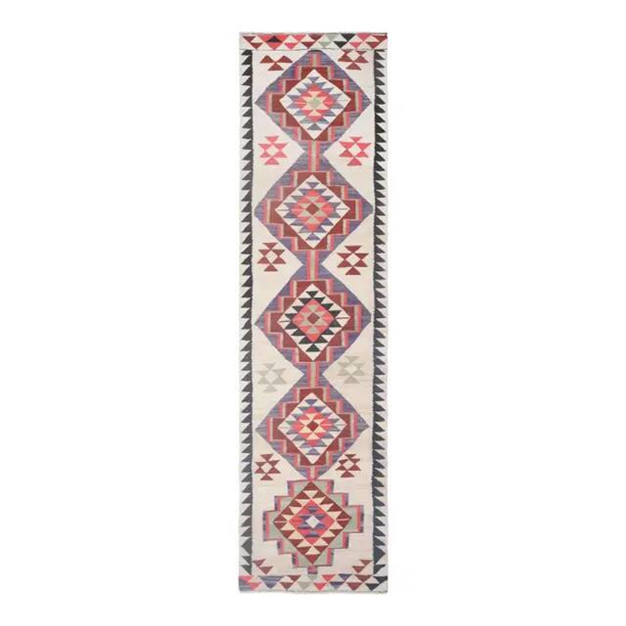 1970s Turkish Oushak Handmade Wool Cotton Beige Runner Rug 89x344