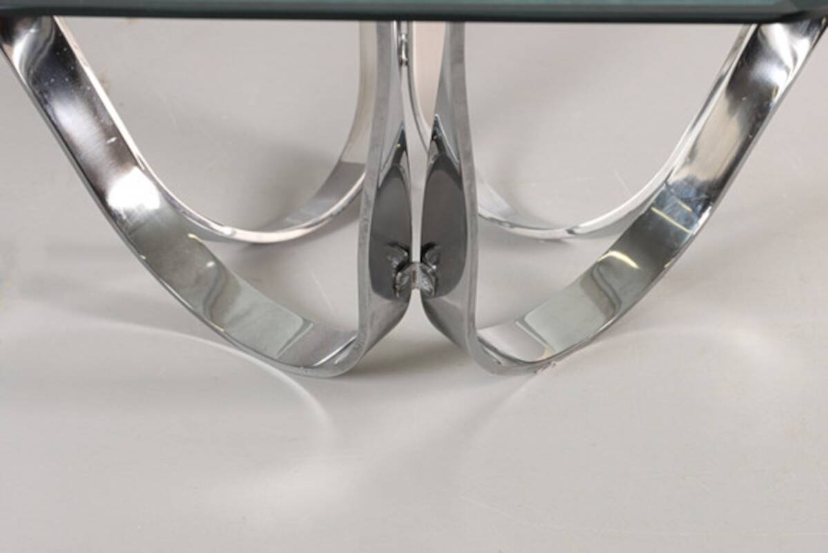 Glass and chrome coffee table by Roger Spunger for Dunbar, 1960s, USA