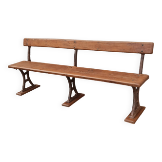 Banc ancien en bois avec piètement en fonte