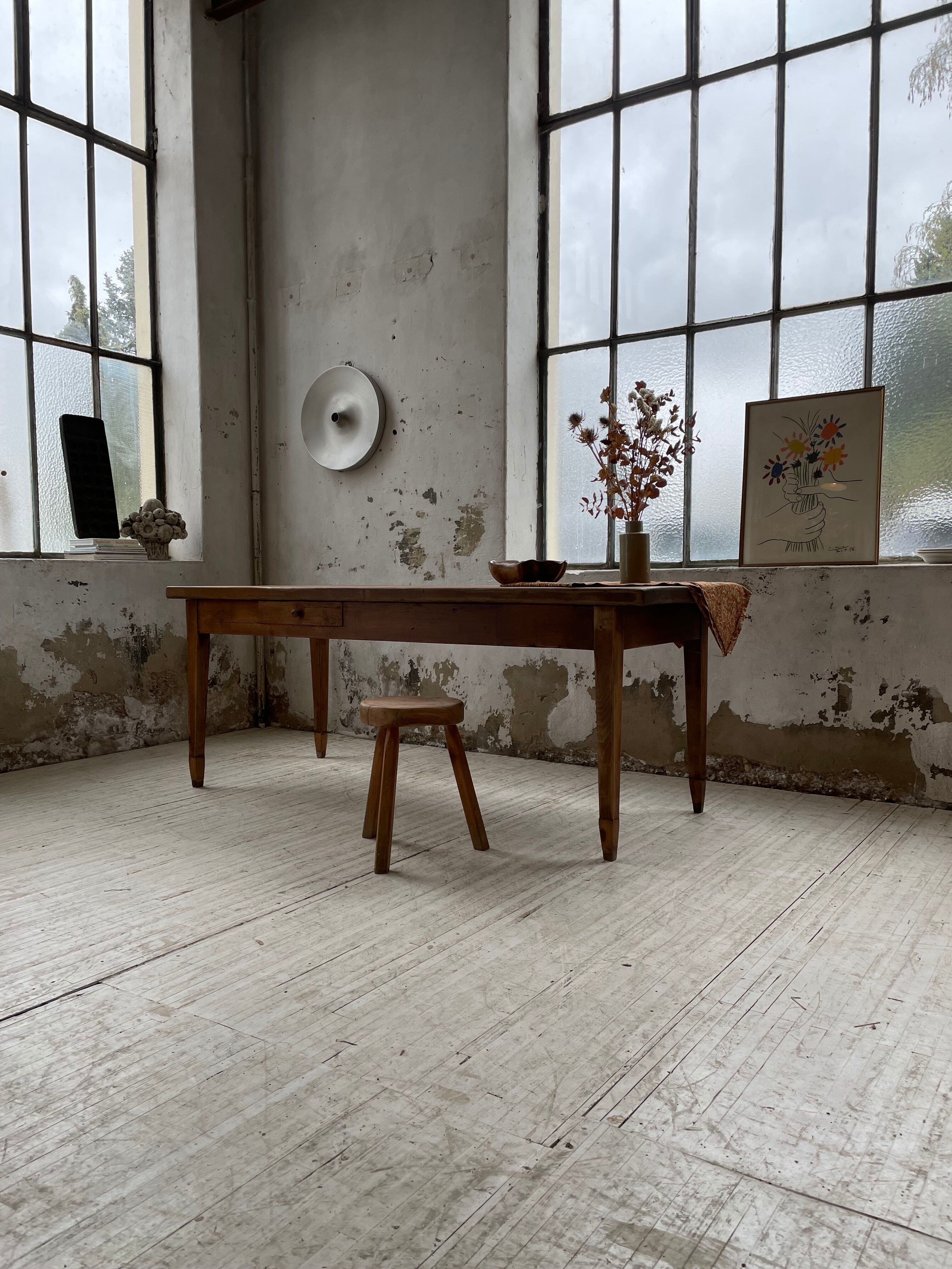 Farmhouse table in oak and walnut 2m