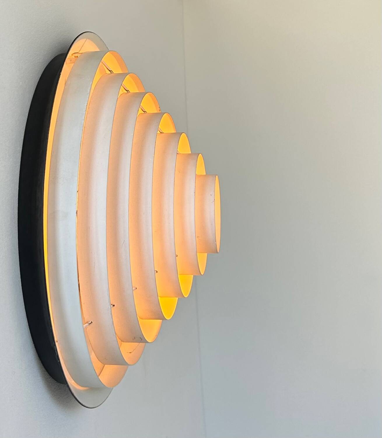 Vintage Falkenbergs wall lamp, black and white metal, Sweden 1960s