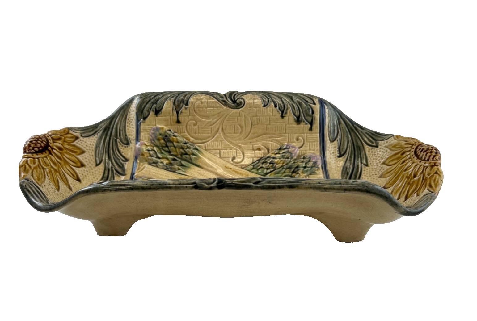 Antique asparagus dish in slip – Wasmuël, Belgium – circa 1880